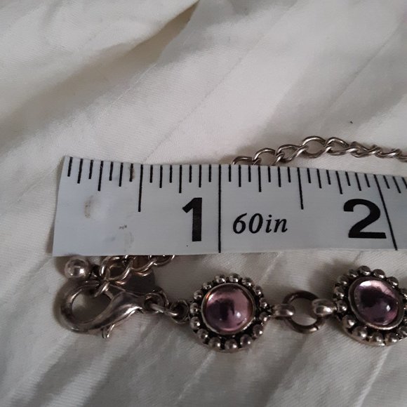 MKM Design silvertone and purple/pink stones - Picture 4 of 7